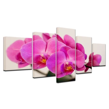 Modular Poze de Perete de Arta Canvas HD Printuri Postere 5 Piese Mov Molie Flori de Orhidee Tablouri Living Home Decor Cadru