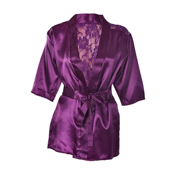 Moda 2021 Mătase Sexy Lenjerie De Dantelă Neagră Kimono Intima, Pijamale Halat Rochie De Noapte Negru Purpuriu Roșu De Culoare