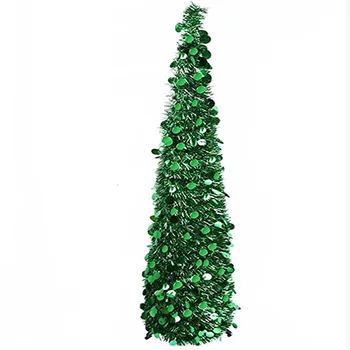 Pliabil Reutilizabile Beteala Verde Copac Pentru Decor De Crăciun De Simulare Copaci Frunze Lucioase Verde Cu Paiete Reflectorizante
