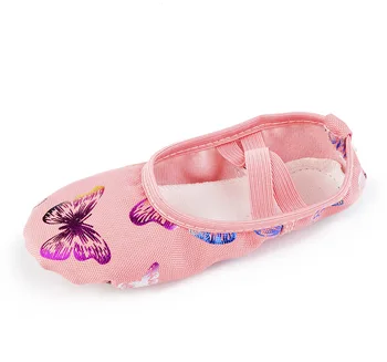 Roz Panza Moale De Jos Pantofi De Balet Fluture De Imprimare Pantofi De Dans Yoga Adidasi Copii Fete Femei Pantofi Point B24