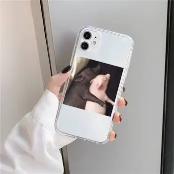 Drăguț Roz Porc Caz de Telefon Transparent pentru iPhone 11 12 mini pro XS MAX 8 7 6 6S Plus X 5S SE 2020 XR