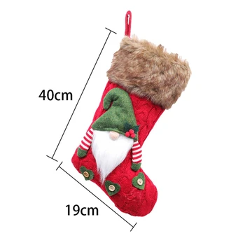 3Pcs Ciorapi de Crăciun Tesatura Moș Crăciun Șosete Copii Cadou Bomboane de Sac de Buzunar Xmas Decor pentru Pomul de Crăciun