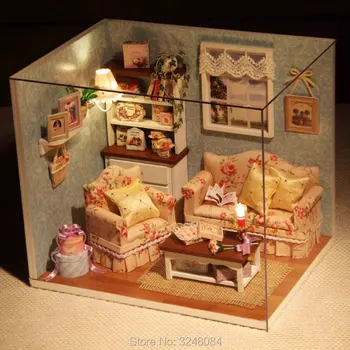 CAMERA DRĂGUȚ Noi de Vânzare DIY Casă de Păpuși din Lemn Miniatura Case Papusa Mobila Kit de Puzzle realizate Manual Păpuși Jucării Cadou de Crăciun