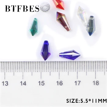 BTFBES Con Waterdrop Pandantiv Cristal Austriac 5.5*11mm 50pcs Spire Sticla Vrac Pentru Bijuterii Șirag de mărgele Brățară Face DIY Accesorii