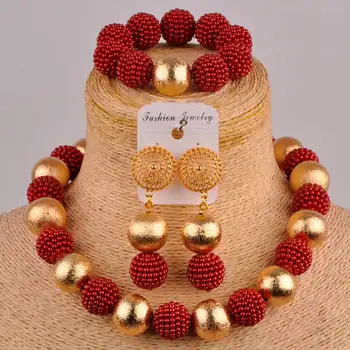 Orange din africa set bijuterii simulate perla costum colier nigerian nunta margele set FZZ70