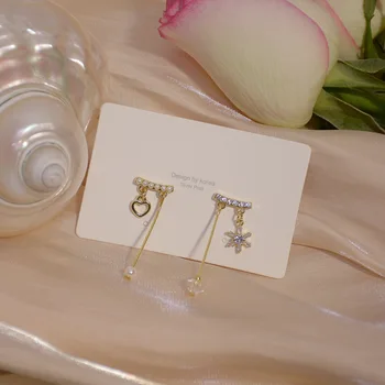 14k Real Placat cu Aur Moda Bijuterii Cristal Pearl Geometrice Rafinat Cercei Lungi pentru Femeie Petrecere de Vacanță Elegant Cercel