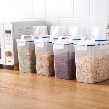 Bucătărie, Containere de Depozitare a Alimentelor Recipiente închise Ermetic Uscat Plastic pentru Făină de Cereale, Gustări etanșe cu Inchidere Capac Rezervor de Stocare