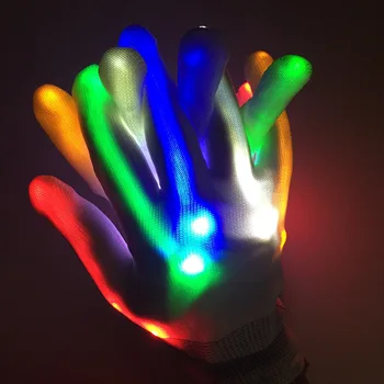 LED-uri colorate Mănuși de Neon Stralucitoare Petrecere de Halloween Lumina Recuzită Luminos Intermitent Mănuși Costum de Scena Consumabile Pentru Copil/Adult