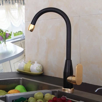 New Black&Gold 360 de rotație bucătărie robinet mâner unic chiuveta de bucatarie mixer de bucatarie macara robinet de apă caldă și rece mixer de bucatarie