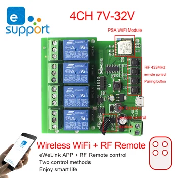 EweLink+RF 4CH WiFi Comutator Wireless Relay Module Funcția de Sincronizare de la Distanță Comutator de Control de la Distanță APP cu Alexa de Start Google