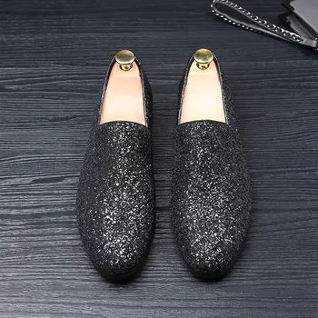 Sclipici Pantofi De Marcă, Oameni De Designer De Lux Mocasini Barbati Pantofi Stil Britanic Argint Aur Mens Pantofi Casual De Dimensiuni Mari