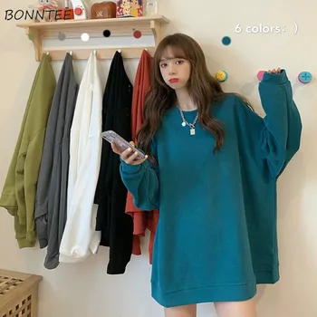 Jachete Femei Vrac Minimalist Solidă Maneca Lunga O-Gât Toamna Stil coreean de Agrement Nou All-meci Populare Doamnelor Pulovere