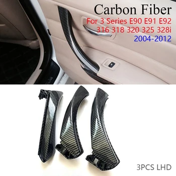 Fibra de Carbon Mânerului Interior al Portierei cu Capac Ornamental de Înlocuire Pentru BMW Seria 3 E90 E91 E92 316 318 320 325 328I 2004-2012