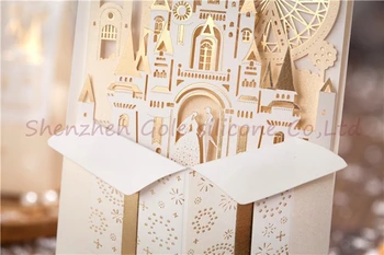 200pcs Wishmade 3D Invitatii de Nunta Personaliza Tăiere cu Laser Invitații Miresei și Mirelui Castelul Favoruri de Nunta Casamento