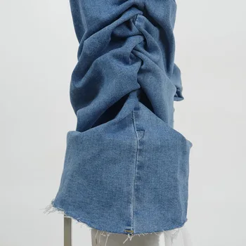 NCLAGEN Femeie Blugi Scrunched Stivuite Pantaloni 2021 Moda Streetwear Înaltă Talie Pantaloni din Denim Vintage Albastru Casual Chic Codrin