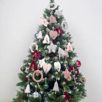 5pcs Decor de Crăciun pentru Acasă de Crăciun de Pluș Creativ Pomul de Crăciun decor Agățat Pandantiv Inima Star Pene Ornament