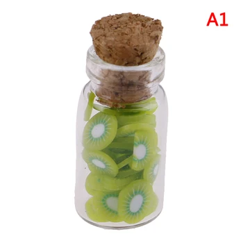 1:12 Casă De Păpuși În Miniatură Mini-Felii De Fructe Sticlă De Stocare Borcan Cu Capac De Lemn Jucarie Papusa Accesorii