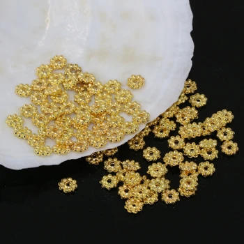 100buc 5mm aur-culoare floare de zapada distanțiere accesorii margele se potrivesc diy brățară colier de vânzare fierbinte farmece bijuterii constatările B2550