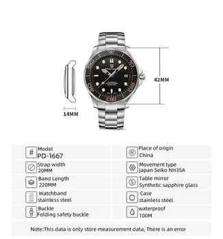 PAGANI DESIGN ceas automatic barbati de moda ceasuri mecanice pentru bărbați safir oglindă NH35 100M rezistent la apa Ceasul om Reloj Hombre