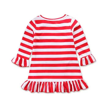 Emmababy De Crăciun Pentru Copii Copilul Fete Pentru Copii Cu Dungi Cu Maneci Lungi Cald Rochie Mini Haine Haine Culorile Roșu