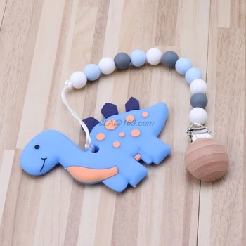 Silicon Suzeta Dentitie Clipuri Cu Dinozaur Silicon Teether Lant pentru Suzeta Baby Jucarii de ros