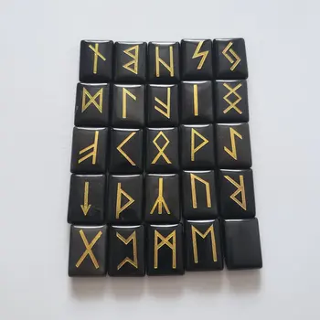 De vânzare la cald 25pcs Naturale aventurin Onix, ochi de tigru Piatra Viking Rune Amuleta Set Reiki de Vindecare Cristale Divinație scăzut cu Pietre