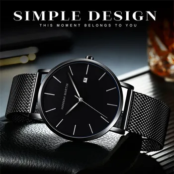 Hannah Martin Bărbați Simplu calendar Ceasuri de Top de Brand de Lux Japonia Cuarț Circulație de afaceri de Moda Cadran Ceas de mână rezistent la apă