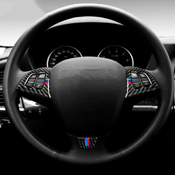 Noua Masina de Styling Butoane de pe Volan fibra de carbon auto 3D Autocolante M dungă emblema decalcomanii Pentru BMW E70 2008-2013 X5 1BUC
