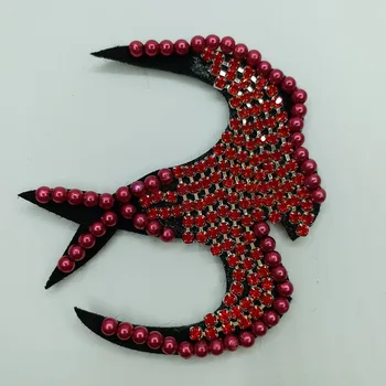 1 buc înghiți 3D Handmade cu margele stras Patch-uri pentru haine DIY animale Broderie aplicatiile de flori parches pentru îmbrăcăminte