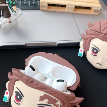 Anime Demon Slayer Kamado Tanjirou Caz Pentru AirPods Caz De Încărcare Cutie Silicon Moale Fără Fir Bluetooth Casti Proteja Capacul