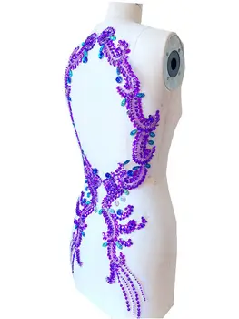 Violet Pur făcute de mână coase pe Pietre aplicatiile pe plasă de cristale de patch-uri 69*17X2 pentru rochie DIY rochie accesoriu