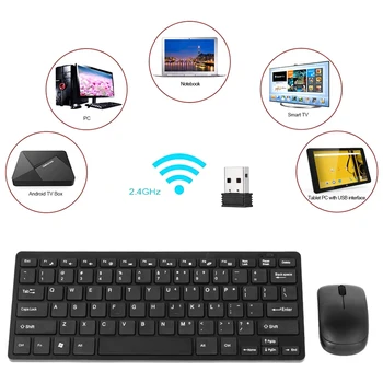 2.4 GHz Wireless Keyboard Mouse Combo Ultra Subțire Receptor USB Adaptor Capac de Protecție pentru Desktop Notebook Laptop Android TV Box