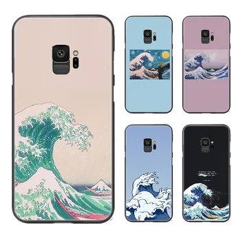 Valuri de arta estetica mare Telefon Caz Acoperire Pentru Samsung Galaxy A10 A20 A30 E A40 A50 A51 A70 A71 J 5 6 7 8 S negru bumper silicon