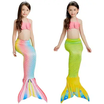 3 buc Copii Sirena de costume de Baie Bikini Fete de costume de Baie a Copilului Port Split, costume de Baie Coada de Sirena Îmbrăcăminte Costume de baie