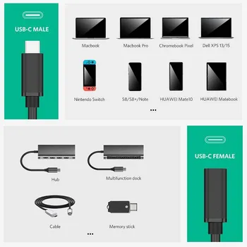 USB C Cablu de Extensie de Tip C Extender Cablu de sex Masculin la Feminin Compatibil cu Nintendo Comutator, Pro,((3FT)