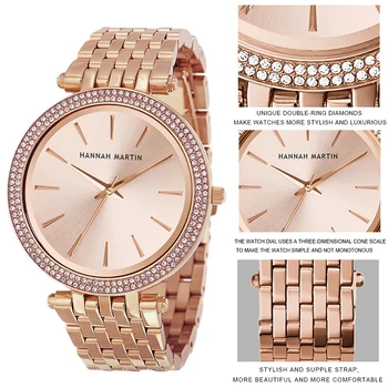 2020 Stil Diamant Femei Ceasuri de Lux de Brand a Crescut de Aur Plin Curea din Otel Impermeabil Doamnelor Rochie de Cuarț Încheietura Ceas montre femme