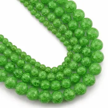 Verde Crăpat Piatra de Cristal Șirag de mărgele Distantier Rotund Margele Vrac Pentru DIY Brățară Pandantiv Bijuterii de Luare 6 8 10 12 mm 15Inches en-Gros