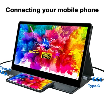 2020 Nou Tip C 13.3 inch Capacitive Touch Ecran Monitor Portabil PD de Putere Banca