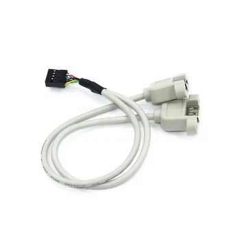 10buc USB Dual-Port Șicane Linia Cablu USB Conector de Expansiune Cablu din Spate a carcasei Cablu de Extensie 9pin 31CM Fara Fier