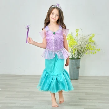 Copii fete Perla Jurnal Little Mermaid Rochie Costum Printesa Dress up pentru Copii Petrecere Cosplay Rochie Arier Tul Rochii de Lux 2-8Y