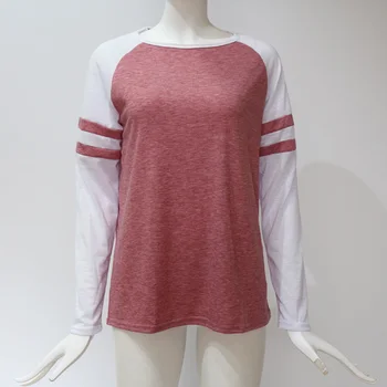 50 de Femei Bluze 2019 Casual cu Maneci Lungi Tricou cu Dungi de Bază Topuri Teuri Mozaic Îmbrăcăminte Blusas Camisetas Mujer Plus Dimensiune 5XL