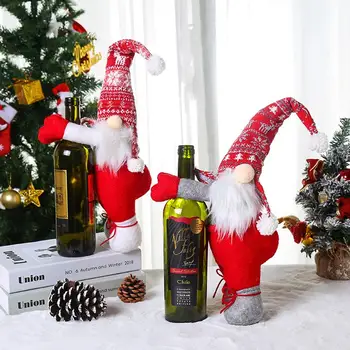 Taoup Mare fără Chip Moș Crăciun Păpuși Masa de Craciun Decor pentru Acasă Xms Cerb Crăciun Fericit Sticla de Vin Acoperi Noel 2021 Navidad