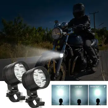 1 Pereche De Motociclete Cap Lentile De Lumina Ptf Lumini Led Motocicleta Spoturi De Lumină Puternică Și 4 Led-Uri De Ceață Iluminat Lampă Auxiliară
