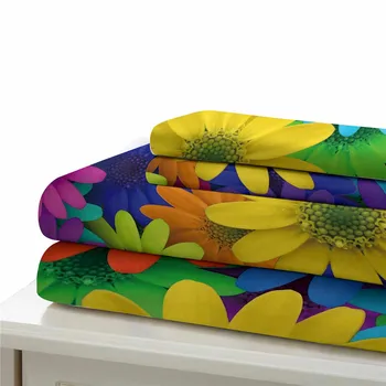 HELENGILI Set de lenjerie de Pat 3D Flori colorate de Imprimare Carpetă acopere set lenjerie de pat cu pernă de pat set de Textile acasă #XH-04
