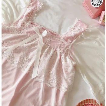 Elegant nou pijamale vară cu mânecă scurtă ochiurilor rochie dulce curtea stil coreean versiune de dantela vrac serviciu acasă пижама 2020