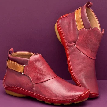 PU Piele Glezna Cizme Pentru Femei Toamna Iarna Benzi Transversale pentru Femei Vintage Punk Cizme Pantofi Doamnelor Plat Femei Cizme Femei