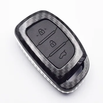 Carbon Mașină de Caz-Cheie Pentru Hyundai Tucson ix25 ix35 Solaris i25 i30 Mistra Accent 3 Butoane Inteligente de la Distanță Fob Capacul Protector Sac