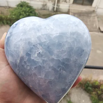 1buc natural frumos albastru calcit inima de vindecare inima de cristal albastru de calcit pentru decor