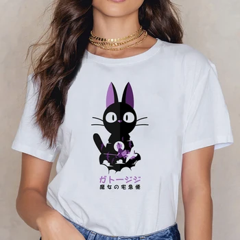 Topuri Tricou Femei Kiki Cat De Maternitate Design Negru De Bumbac Cămașă De Sex Feminin