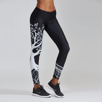 Fitness pantaloni patru ace șase-linie digitală de arbore de imprimare șold talie mare sport, jambiere